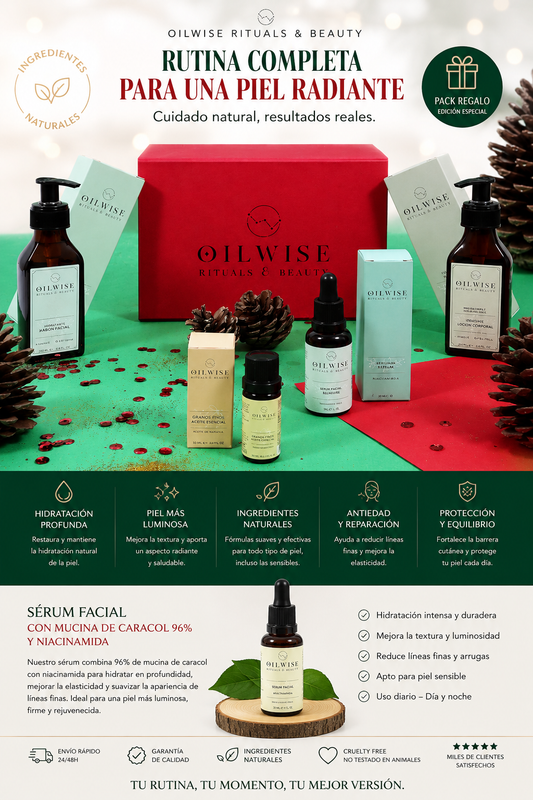 Kit Reafirmante Premium Oilwise | Aceites Esenciales Puros + Sérum Antiedad + Reparador Capilar
